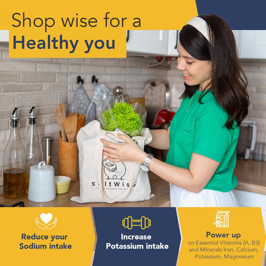 Shop Wise with SaltWise- reduce Sodium intake, increase Potassium and essential minerals