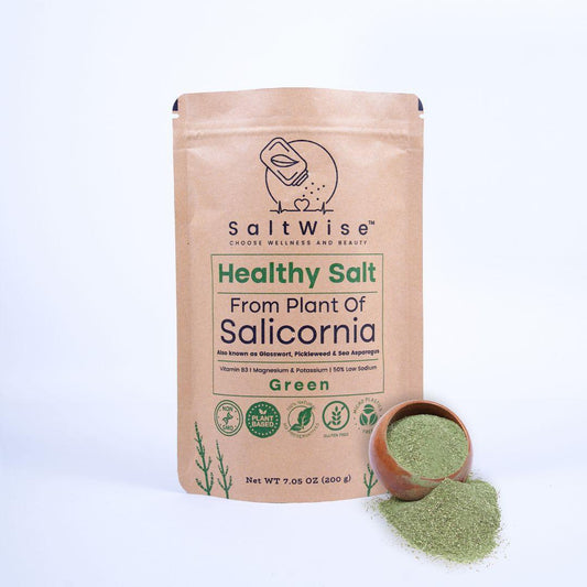 Salicornia Green Salt - The Low Sodium salt substitute, Vitamin rich, Umami falvor, Sea salt substitute, salt alternative, 100% dehydrated Salicornia leaves, Mineral rich Salt, Healthy Salt, Salicornia Salt